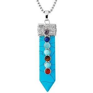Gem Stone Sword Taper Hanger Ketting Sliver Color Healing 7 Chakra Crystal Pendulum Reiki Sieraden-Blauwe howliet