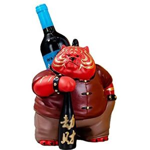 Wijnrek Flessenrek Creatieve tijger vorm wijnrek moderne hars dierlijke wijn houder woonkamer TV Kast Woninginrichting Decoratie Craft Wijnstandaard (Color : Rot)