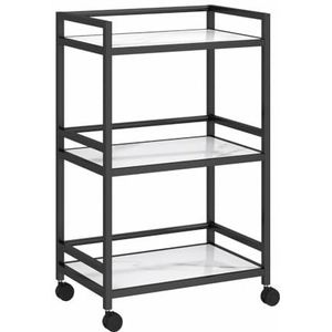 PP-Vic Salon Schoonheidswagen, Metalen Rolwagen, Opbergstation Voor Kappers, Grote Mobiele Organisatiewagen, Praktische Rolwagen Voor Spa, Woonkamer, Badkamer, Keuken,3f black