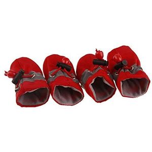 Hongtai 4 stuks/Set honden Winter Rain Schoenen Waterdicht Snowboots Sokken Rubberen schoenen anti-slip schoenen for kleine honden Puppies (Color : Red, Tamanho : Number 4)