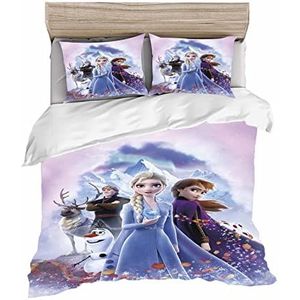 HNSRYLQX Frozen Elsa beddengoed voor kinderen, 135 x 200 cm, beddengoed 135 x 200 cm, 100% katoen, kinderbed voor meisjes, Anna en Elsa beddengoed (1, 200 x 200 cm)
