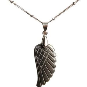 Natural Gemstone Angel Wings Choker Pendant Necklace (Color : Iron Pyrite)