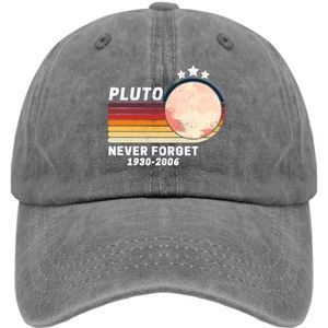 Papa Hoeden Nooit Vergeet Pluto Retro Stijl Grappige Ruimte Trucker Hoed Voor Tiener Retro Gewassen Katoen Verstelbaar, Pigment Grijs, Eén Maat