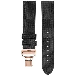 Pgqjfks Nylon Canvas Band 18/19/20/21/22/23/24mm Horloge Armband, Rose Gouden Vlinder Gesp, 21mm, Nylon