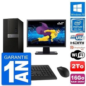 Dell PC Tower 5050 display, 22 inch, Intel G4400 RAM, 16 GB, 2 TB, HDMI, Windows 10, wifi (gereviseerd)