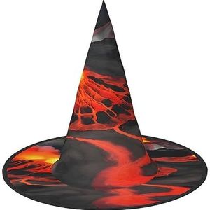 ZISHAK Kilauea Volcanos Halloween heksenhoed voor dames, ultieme feesthoed voor het beste Halloween-kostuumensemble