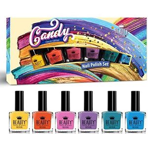 Set Nagellak ""Regenboog"" - 6 Levendige Kleuren, Glanzende Afwerking, Flesjes van 10 ml, Kwaliteitsvakmanschap