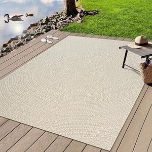 the carpet Kansas - tapijt voor binnen en buiten in natuurlijke jutelook, weerbestendig, geschikt voor terras en tuin, crème, ca. 160 cm Rund