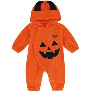Mombebe Cosland Pompoenkostuum voor jongensbaby‘s, babypakje voor Halloween, Oranje (duivel), 12-18 Maanden