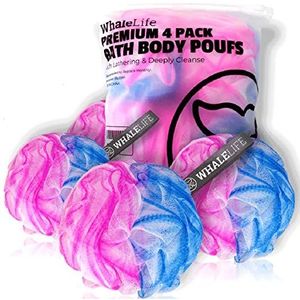 Loofah Spons Badspons voor Vrouwen Mannen 4 Pack (Blauw Roze Conbine)