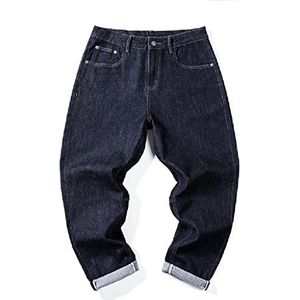 Harem Jeans Broek Mannen Donkerblauw Baggy Wide Leg Stretch Lente Zomer Zakken Designer Gedrukt Oversized Jeans(34 Code)