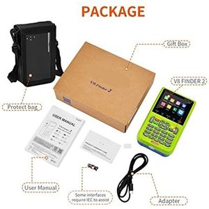Satellietzoeker V8 Finder 2 Satellietsignaalzoeker DVB-S/S2/S2X Digitale 1080P HD H.264 Ondersteuning CCM, VCM, ACM, receptor de tv via satelliet(With bag)