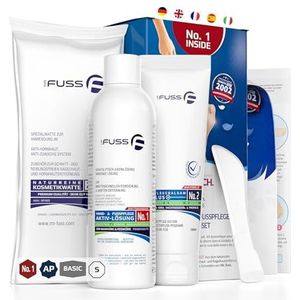 Mr. Fuss® No. 1 - Advanced Pack Basic - klein, nagelriemen eeltverwijderaar voordeelpakket 4 stuks. Actieve oplossing snel en sterk verzachtend - 200 ml, balsem nr. 2-100 ml, watten, schraper