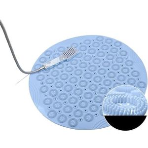 Foot Massage Mat Massage Shower Mat Bathroom Round Bathroom Mat Non-slip Shower Floor Mat with Suction Cup and Drain Hole for Bathroom(Blue1)