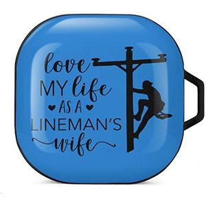 Lineman Vrouw Oordopjes Hoesje Compatibel met Samsung Hard Shell Beschermhoes Zwart-Stijl