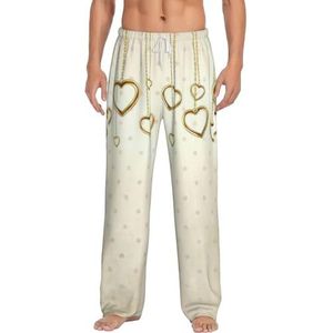 MBCbjg Valentijnskaart print heren broek pyjamabroek, zachte slaapbroek met zakken, lichtgewicht loungewear pyjama voor comfortabele slaap en lounge, Wit, S