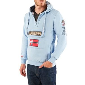 Geographical Norway Gymclass Heren - Hoodie met kangoeroezak voor heren - Heren Logo Sweatshirt Trui Hood Jas - Sweatshirt Hoody Warm Lange Mouwen - Hoodie Sport Regular, Hemelsblauw, L/Tall