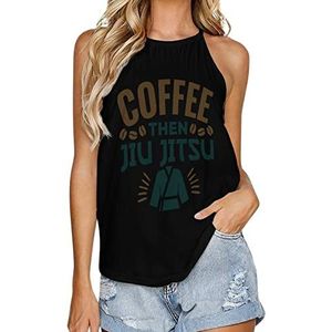 Coffee Then Jiu Jitsu Tanktop voor dames, zomer, mouwloze T-shirts, halter, casual vest, blouse, print, T-shirt, S
