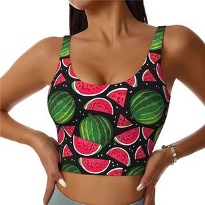Watermeloen Print Casual Wear Vrouwen Sport Vest Yoga Vest Workout Vest Voor Vrouwen Lichtgewicht Trendy, Zwart, S