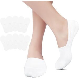EKSHER No Show Sneakersokken, onzichtbare enkelsokken voor dames en heren, katoen, siliconen pad, antislip, voor de zomer, 10 paar, 10 x wit, 39-42 EU