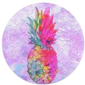 Hawaiiaanse Tropische Neon Ananas Dier Vormige Jigsaw Puzzels Leuke Houten Puzzel Familie Puzzel Geschenken 68 STKS