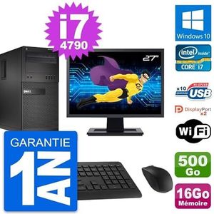 Dell pc-tower XE2, display 27 inch, Intel i7-4790 RAM, 16 GB, 500 GB, Windows 10, wifi (gereviseerd)