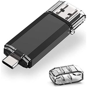 USB Flashdrive 128GB RAOYI USB Stick 3.0 Type C Dual USB C Geheugenstick 2-IN-1 voor Tablet/iPhone 15/Smartphone/Android/Honor/Xiaomi/PC/Laptop (Zwart)