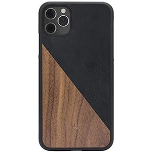 Woodcessories - Case compatibel met iPhone 11 Pro gemaakt van echt hout - EcoSplit Case 2.0 (Walnoot/Zwart)