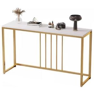 GUAWJRZDP Consoletafel, Console Tafel, Houten Haltafel, Tafel Metalen Hal, Antislipvoetjes, Decoratieve Tafel Dressoir, Tafel for Gang, Diep 30 Cm(White+Gold,L100cm/39.3in)