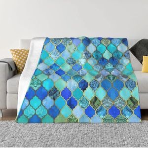 Ultra-Soft Microfiber Flanel Luxe Alle Seizoenen Warm Turquoise Patroon Print Deken Voor Beddengoed, Bank En Reizen