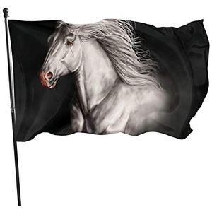 Tuinvlag 90 x 150 cm, wit paard welkom vlag levendige kleur tuin vlaggen vervagen resistente decoratieve vlag, voor festival, parade, vieringen