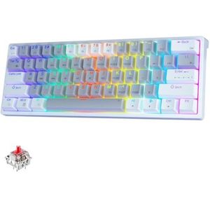 QPSJXN Mechanisch Bluetooth-toetsenbord, bekabeld, draadloos, met Type-C-verbinding, hot-swappable RV RV, voor laptops en iPads (witte G-rode schakelaar)