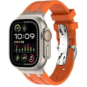 INSTR Rubberen Band Voor Apple Horloge Ultra 2 49mm Serie 9 8 7 45mm Zachte Sport Band Voor iWatch 6 5 4 SE 44mm 42mm Siliconen Armband(Color:Orange titanium,Size:For 38mm 40mm 41mm)