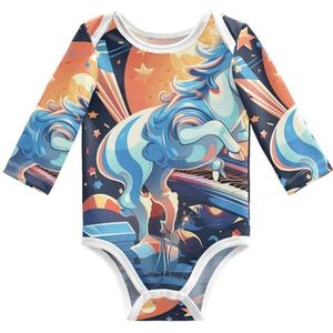 KAAVIYO Baby Lunar Space Eenhoorn Lange Mouwen Unisex Nieuwe Katoenen Bodysuit voor Kinderen 3-24 Maanden Zomer, Patroon, 12 Maanden