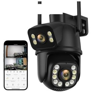 Bewakingscamera, 4K 8MP PTZ Camera 4MP 4X Digitale Zoom Dual Lens Dual Screen Auto Tracking CCTV Surveillance Outdoor IP Camera(8MP Add 128G SD Card)