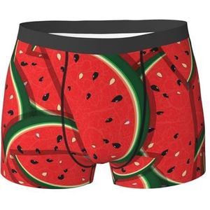 ZJYAGZX Boxershorts met rode watermeloenprint voor heren - comfortabele onderbroek voor heren, ademend, vochtafvoerend, Zwart, XL