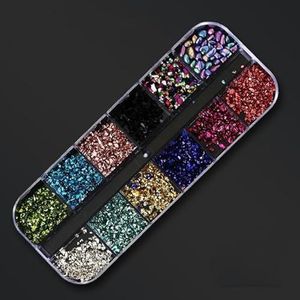 Water diamanten, nagels, nagels, juwelen Hotfix strass steentjes AB flatback kristal veelkleurig meerdere maten 12 raster doos nail art(105)
