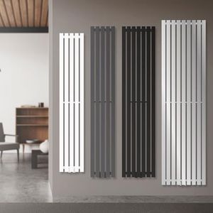 LuxeBath design radiator Stella 1600 x 370 mm, wit, paneelradiator met middenaansluiting, enkellaags, vlak, verticaal, badkamer radiator