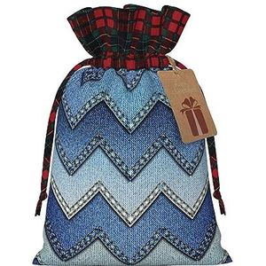 Gradient Blue Denim Herbruikbare Gift Bag-Trekkoord Kerst Gift Bag, Perfect Voor Feestelijke Seizoenen, Kunst & Craft Tas