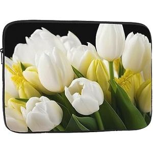 Witte Tulpen Bloemen Laptop Case Laptop Sleeve Laptop Tas Voor Vrouwen Mannen Shockproof Beschermende Notebook Case 10 inch
