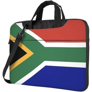 Laptoptas met gevoerde schouderriem en handvat, laptoptas met Zuid-Afrikaanse vlag voor dames en heren, Zoals getoond, 13 inch