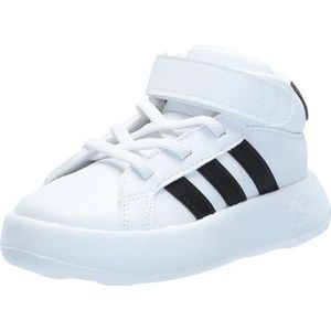 adidas Grand Court Mid Top Sneakers voor kinderen, uniseks, Wit Zwart Wit, 12.5 US Little Kid