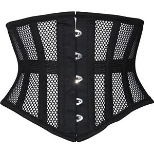 Hi-GERMANWEARS Hi-46 Dames Underbust Black Cotton Mesh Steel Boned Body Waist Shaper Training Taille Korset Corset, zwart, 7XL