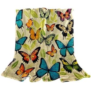 Gooi deken, zachte dekens en plaids, gekleurde vlinders, 59x39 inch