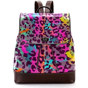 Roze aquarel luipaardprint gepersonaliseerde schooltassen boekentassen voor tiener, Meerkleurig, 27x12.3x32cm, Rugzak Rugzakken