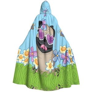 Bxzpzplj Leuke Puppy Hond Womens Mens volledige lengte carnaval cape met capuchon cosplay kostuums mantel, 185 cm