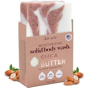 Kitsch Shea Butter Exfoliërende Body Wash Bar 113g - Hydraterende Bar Zeep & Zachte Zeep Bar met plantaardige exfolianten - Hydrateert, verzacht en kalmeert de huid - Parabenen, Siliconen