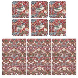 Pimpernel aardbei dief Placemats en onderzetters rood Set van 6