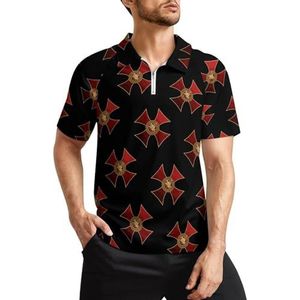 Templar Knight Logo Heren Golf Polo Shirts Klassieke Fit Korte Mouw T-Shirt Gedrukt Casual Sportkleding Top 2XL