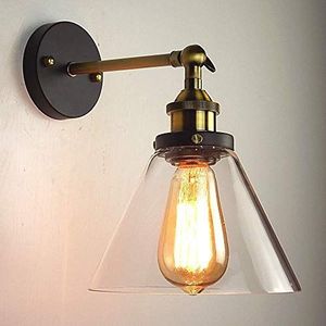 Lightess Wandlamp vintage glas, wandlamp industrieel interieur, wandverlichting Loft E27, retro lamp muur voor slaapkamer / woonkamer / café